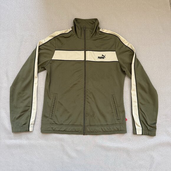 Puma Women's Olive Green Zip-Up Track Jacket Vintage Size Medium - Picture 1 of 8